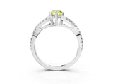 White gold Fancy Yellow Pear Cut Diamond Solitaire Ring with Four-Prong Setting and Twisted Pavé Band_37