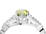 White gold Fancy Yellow Pear Cut Diamond Solitaire Ring with Four-Prong Setting and Twisted Pavé Band_38