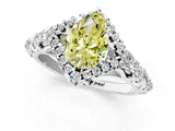 White gold Fancy Yellow Pear Cut Diamond Solitaire Ring with Hidden Halo and Pavé Band_40