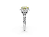 White gold Fancy Yellow Pear Cut Diamond Solitaire Ring with Hidden Halo and Pavé Band_41
