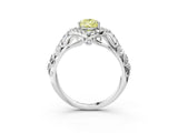 White gold Fancy Yellow Pear Cut Diamond Solitaire Ring with Hidden Halo and Pavé Band_42