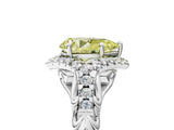 White gold Fancy Yellow Pear Cut Diamond Solitaire Ring with Hidden Halo and Pavé Band_44