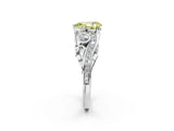 White gold Fancy Yellow Pear Cut Diamond Solitaire Ring with Milgrain Pavé Band and Four-Prong Setting_253