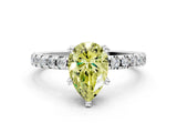 White gold Fancy Yellow Pear Cut Diamond Solitaire Ring with Pavé Band and Four-Prong Setting_52