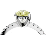 White gold Fancy Yellow Pear Cut Diamond Solitaire Ring with Pavé Band and Four-Prong Setting_56