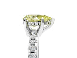 White gold Fancy Yellow Pear Cut Diamond Solitaire Ring with Pavé Band and Four-Prong Setting_57