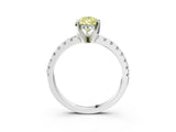 White gold Fancy Yellow Pear Cut Diamond Solitaire Ring with Pavé Band and Four-Prong Setting_59