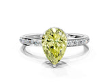 White gold Fancy Yellow Pear Cut Diamond Solitaire Ring with Pavé Band and Hidden Halo_32