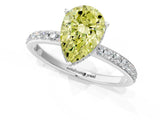 White gold Fancy Yellow Pear Cut Diamond Solitaire Ring with Pavé Band and Hidden Halo_33