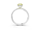White gold Fancy Yellow Pear Cut Diamond Solitaire Ring with Pavé Band and Hidden Halo_35