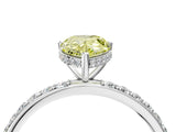 White gold Fancy Yellow Pear Cut Diamond Solitaire Ring with Pavé Band and Hidden Halo_36