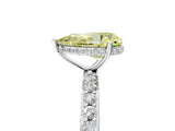 White gold Fancy Yellow Pear Cut Diamond Solitaire Ring with Pavé Band and Hidden Halo_37