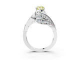 White gold Fancy Yellow Pear Cut Diamond Solitaire Ring with Prong Setting and Twisted Pavé Band_27