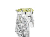 White gold Fancy Yellow Pear Cut Diamond Solitaire Ring with Prong Setting and Twisted Pavé Band_29