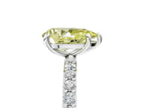 White gold Fancy Yellow Pear Cut Diamond Solitaire Ring with Round  Pavé Band and Prong Setting_134