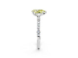 White gold Fancy Yellow Pear Cut Diamond Solitaire Ring with Round  Pavé Band and Prong Setting_135