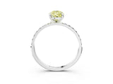 White gold Fancy Yellow Pear Cut Diamond Solitaire Ring with Round  Pavé Band and Prong Setting_136