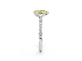 White gold Fancy Yellow Pear Cut Diamond Solitaire Ring with Round  Pavé Band and Prong Setting_137