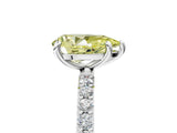 White gold Fancy Yellow Pear Cut Diamond Solitaire Ring with Round  Pavé Band and Prong Setting_140