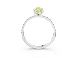 White gold Fancy Yellow Pear Cut Diamond Solitaire Ring with Round  Pavé Band and Prong Setting_142