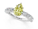 White gold Fancy Yellow Pear Cut Diamond Solitaire Ring with Shared Prong Pavé Band and Four-Prong Setting_62