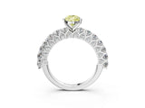 White gold Fancy Yellow Pear Cut Diamond Solitaire Ring with Shared Prong Pavé Band and Four-Prong Setting_64