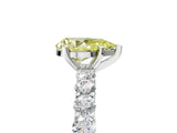 White gold Fancy Yellow Pear Cut Diamond Solitaire Ring with Shared Prong Pavé Band and Four-Prong Setting_66