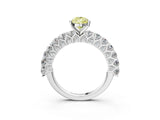 White gold Fancy Yellow Pear Cut Diamond Solitaire Ring with Shared Prong Pavé Band and Four-Prong Setting_73