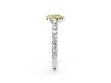 White gold Fancy Yellow Pear Cut Diamond Solitaire Ring with Shared Prong Pavé Band and Four-Prong Setting_75