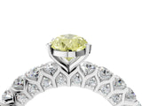 White gold Fancy Yellow Pear Cut Diamond Solitaire Ring with Shared Prong Pavé Band and Four-Prong Setting_77