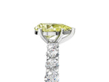White gold Fancy Yellow Pear Cut Diamond Solitaire Ring with Shared Prong Pavé Band and Four-Prong Setting_78