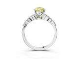 White gold Fancy Yellow Pear Cut Diamond Solitaire Ring with Side Stones and Four-Prong Setting_76