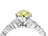 White gold Fancy Yellow Pear Cut Diamond Solitaire Ring with Side Stones and Four-Prong Setting_77