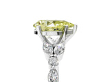 White gold Fancy Yellow Pear Cut Diamond Solitaire Ring with Side Stones and Four-Prong Setting_78
