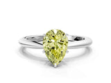 White gold Fancy Yellow Pear Cut Diamond Solitaire Ring with Six-Prong Setting and Classic Band_269