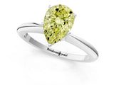 White gold Fancy Yellow Pear Cut Diamond Solitaire Ring with Six-Prong Setting and Classic Band_270