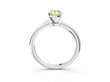 White gold Fancy Yellow Pear Cut Diamond Solitaire Ring with Six-Prong Setting and Classic Band_272