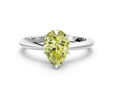White gold Fancy Yellow Pear Cut Diamond Solitaire Ring with Six-Prong Setting and Classic Band_275