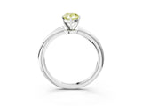 White gold Fancy Yellow Pear Cut Diamond Solitaire Ring with Six-Prong Setting and Classic Band_278