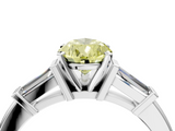 White gold Fancy Yellow Pear  Cut Diamond Solitaire Ring with Tapered Baguette Accents and Four-Prong Setting_63