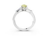 White gold Fancy Yellow Pear  Cut Diamond Solitaire Ring with Tapered Baguette Accents and Four-Prong Setting_65