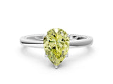 White gold Fancy Yellow Pear Cut Diamond Solitaire Ring with Thin Band and Prong Setting_37