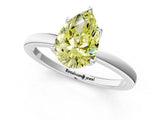 White gold Fancy Yellow Pear Cut Diamond Solitaire Ring with Thin Band and Prong Setting_38