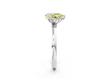 White gold Fancy Yellow Pear Cut Diamond Solitaire Ring with Thin Band and Prong Setting_39