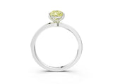 White gold Fancy Yellow Pear Cut Diamond Solitaire Ring with Thin Band and Prong Setting_40