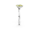 White gold Fancy Yellow Pear Cut Diamond Solitaire Ring with Thin Band and Prong Setting_69