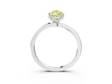 White gold Fancy Yellow Pear Cut Diamond Solitaire Ring with Thin Band and Prong Setting_70