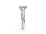 White gold Fancy Yellow Pear Cut Diamond Solitaire Ring with Three-Row Pavé Band and Four-Prong Setting_52