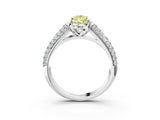 White gold Fancy Yellow Pear Cut Diamond Solitaire Ring with Three-Row Pavé Band and Four-Prong Setting_53