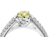 White gold Fancy Yellow Pear Cut Diamond Solitaire Ring with Three-Row Pavé Band and Four-Prong Setting_54